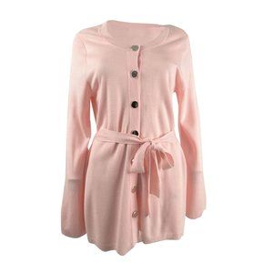 Anne Klein Women's Tie Waist Front Button Cardigan Cherry Blossom